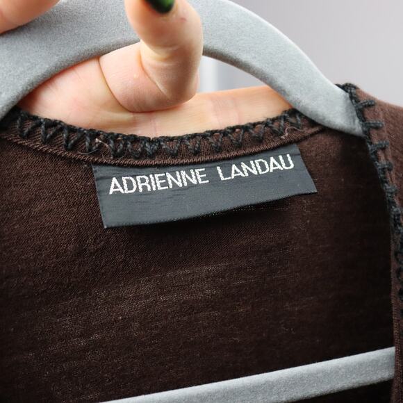 Adrienne Landau Brown Knit Open Front Cape Wrap One Size - Picture 3 of 3